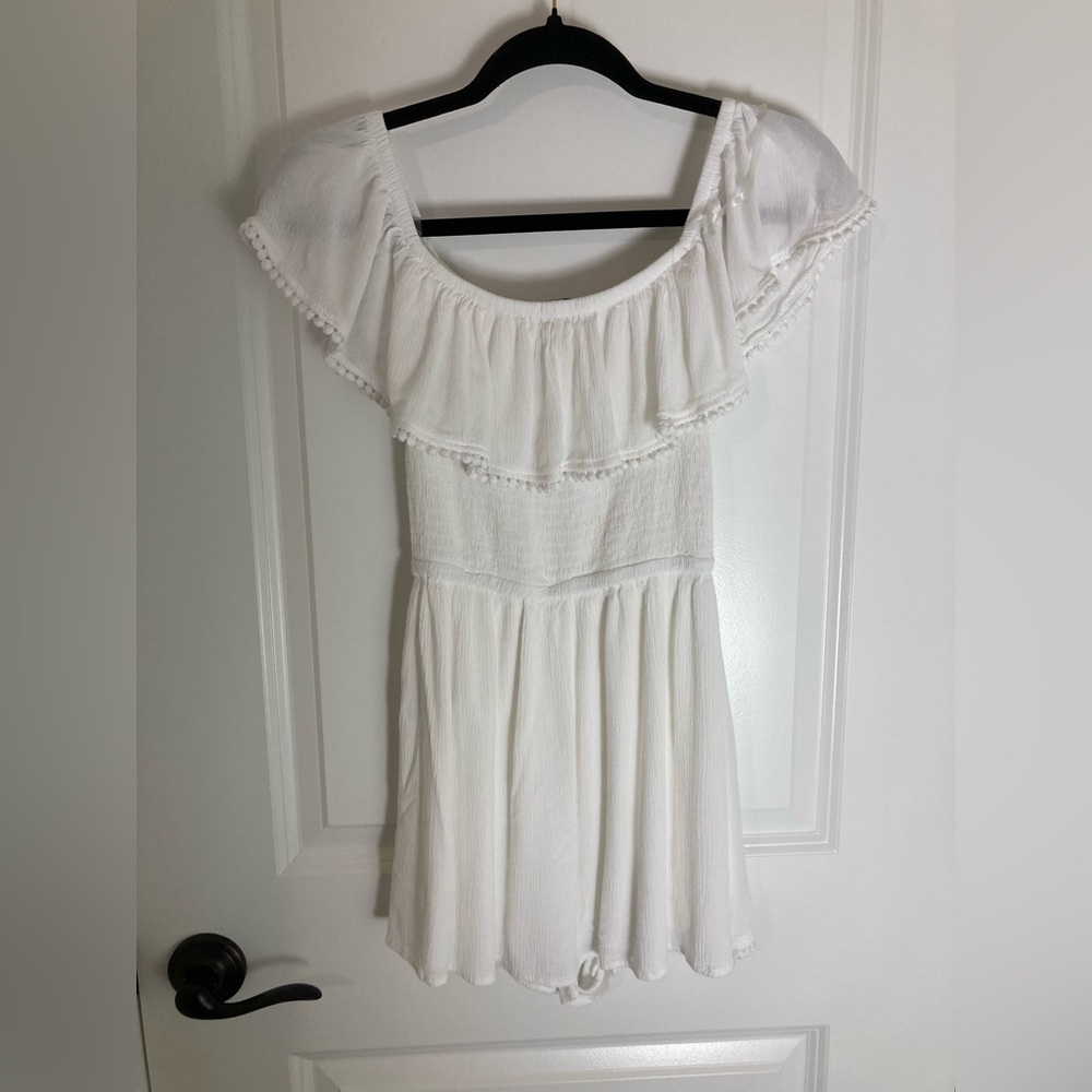 NWOT j for justify women’s white lace romper size large